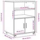rullebord 60x48x81 cm konstrueret træ gammelt trælook