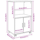 rullebord 55x40x91 cm konstrueret træ egetræsfarve