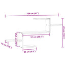 væghængt 104x15x49 cm konstrueret træ gammelt træ-look