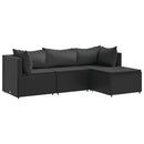 loungesæt til haven 4 dele med hynder polyrattan sort
