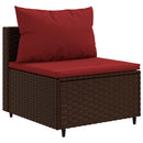 loungesæt til haven 6 dele med hynder polyrattan brun