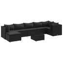 loungesæt til haven 8 dele med hynder polyrattan sort