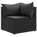loungesæt til haven 6 dele med hynder polyrattan sort