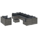 sofasæt til haven 10 dele med hynder polyrattan grå