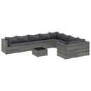 sofasæt til haven 10 dele med hynder polyrattan grå