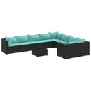 sofasæt til haven 10 dele med hynder polyrattan sort