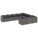 sofasæt til haven 10 dele med hynder polyrattan grå