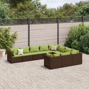 sofasæt til haven 10 dele med hynder polyrattan brun