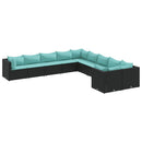 sofasæt til haven 10 dele med hynder polyrattan sort