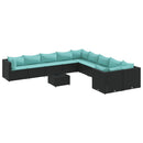 sofasæt til haven 11 dele med hynder polyrattan sort