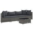 sofasæt 5 dele med hynder polyrattan grå