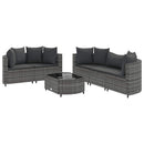 sofasæt til haven 6 dele med hynder polyrattan grå