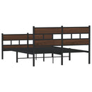 sengeramme uden madras 150x200 cm metal brun egetræsfarve