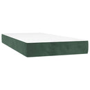 springmadras med pocketfjedre medium 90x210x20 cm fløjl mørkegrøn