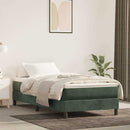 springmadras med pocketfjedre medium 90x220x20 cm fløjl mørkegrøn