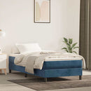 springmadras med pocketfjedre medium 90x220x20 cm fløjl mørkeblå