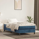 springmadras med pocketfjedre medium 100x220x20 cm fløjl mørkeblå