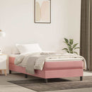 springmadras med pocketfjedre medium 100x220x20 cm fløjl lyserød
