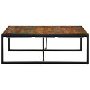 sofabord 100x100x35 cm massivt genbrugstræ flerfarvet