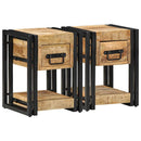 Natskab med skuffe 2 pcs Brun 30 x 30 x 40 cm Massivt mangotræ