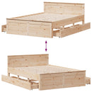 sengeramme m. sengegavl 150x200 cm uden madras massivt fyr hvid