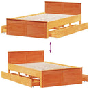 sengeramme m. sengegavl 135x190 cm uden madras massivt fyr brun