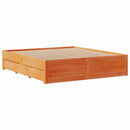 sengeramme m. skuffer 180x200 cm uden madras massivt fyr brun