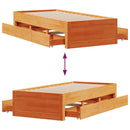sengeramme m. skuffer 100x200 cm uden madras massivt fyr brun
