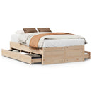 sengeramme m. skuffer 135x190 cm uden madras massivt fyr hvid