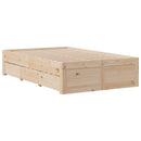sengeramme m. skuffer 135x190 cm uden madras massivt fyr hvid