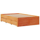 sengeramme m. skuffer 135x190 cm uden madras massivt fyr brun