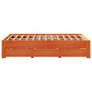 sengeramme m. skuffer 135x190 cm uden madras massivt fyr brun