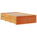 sengeramme m. skuffer 135x190 cm uden madras massivt fyr brun