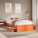 sengeramme m. skuffer 135x190 cm uden madras massivt fyr brun