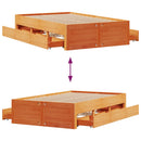 sengeramme m. skuffer 120x190 cm uden madras massivt fyr brun