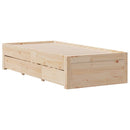 sengeramme uden madras med skuffer 75x190 cm massivt fyrretræ