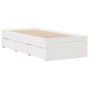 sengeramme m. skuffer 75x190 cm uden madras massivt fyr hvid