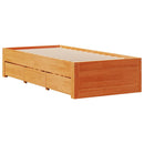 sengeramme m. skuffer 75x190 cm uden madras massivt fyr brun