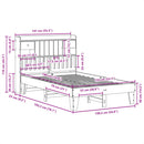 sengeramme uden madras 135x190 cm massivt fyrretræ hvid