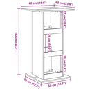 barbord med opbevaring 60x60x102 cm konstrueret træ grå