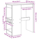 barbord med stativer 90x47,5x103,5 cm konstrueret træ røget eg
