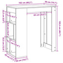 barbord med stativer 102x50x103,5 cm konstrueret træ betongrå