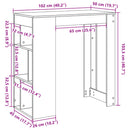 barbord m. stativer 102x50x103,5 cm konstrueret træ egetræslook