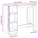 barbord med hylde 124x46x103,5 cm konstrueret træ hvid