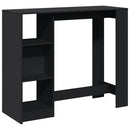 barbord med hylde 124x46x103,5 cm konstrueret træ sort