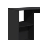 barbord med hylde 124x46x103,5 cm konstrueret træ sort