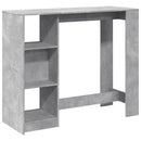 barbord med hylde 124x46x103,5 cm konstrueret træ betongrå