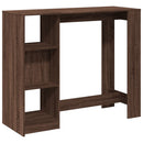 barbord med hylde 124x46x103,5 cm konstrueret træ brun egetræ