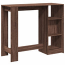 barbord med hylde 124x46x103,5 cm konstrueret træ brun egetræ