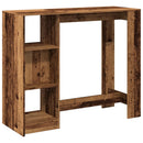 barbord med hylde 124x46x103,5 cm konstrueret træ gammelt træ